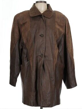 Jacqueline Ferrar Two-Tone Brown Leather Jacket Size L